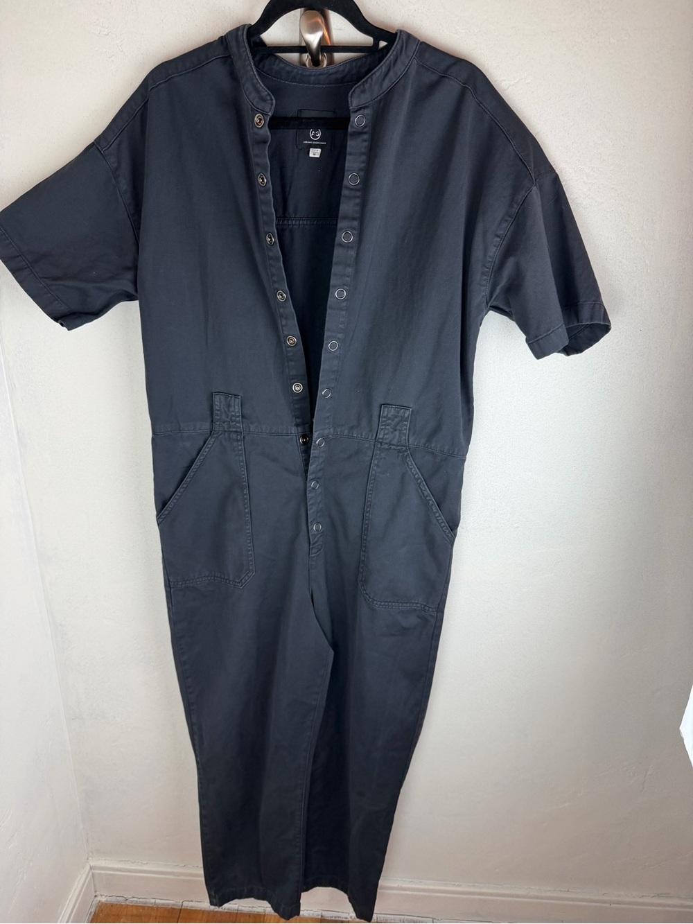 AG Adriano Goldschmied Charcoal Snap-Front Jumpsuit